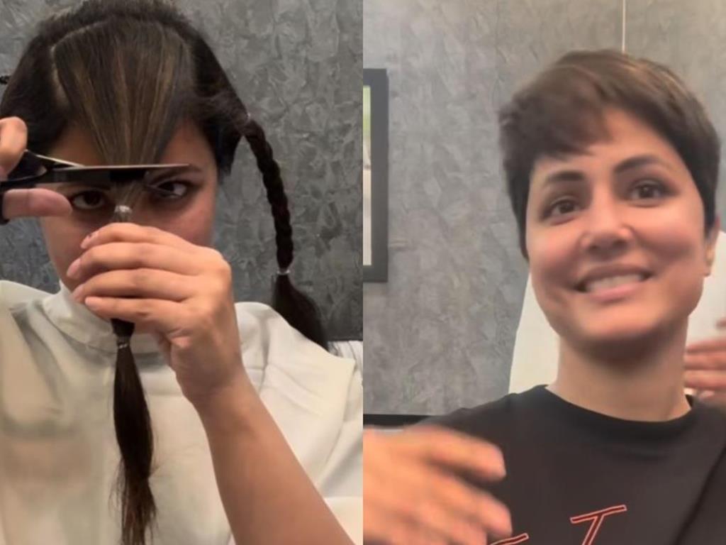 Hina Khan, who is battling cancer, cut her hair and requested fans for prayers. Watch Video