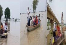 On the lines of 'Saat Samundar Paar', the bride crossed the flood waters to reach her in-laws' house!