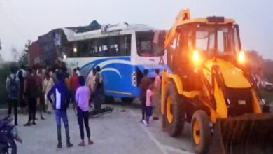 Video: Bus collides with container in Hathras, 2 dead, about 16 injured